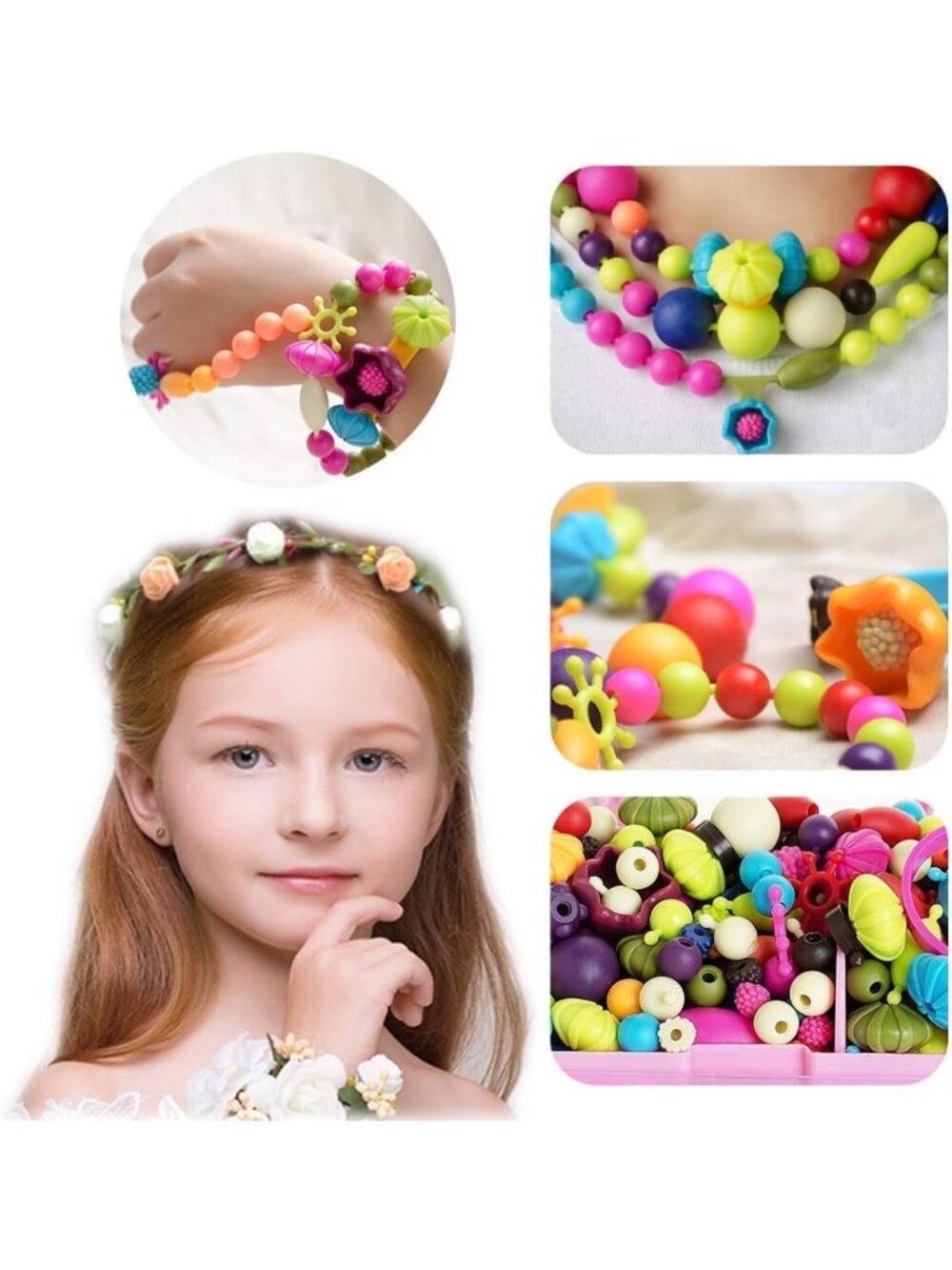 Creative Jewelry Making Kit for Kids - 500pcs Arts & Crafts Beads Set, Ages 4-8 - Picture 2 of 7